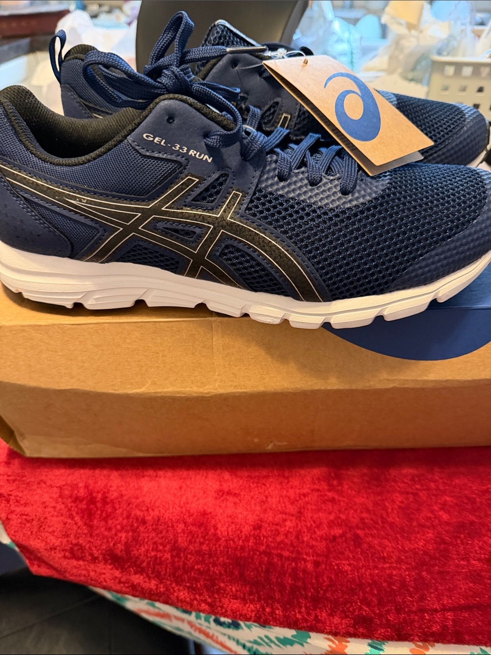 Asics Navy and White GEL-33 Run Men's Athletic Shoes